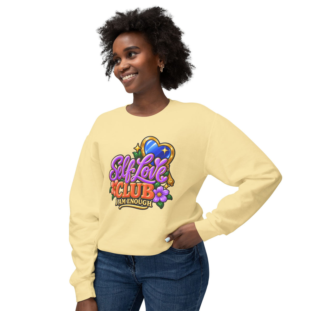 Self Love Club Sweatshirt — "I Am Enough" Graphic Crewneck 💙✨