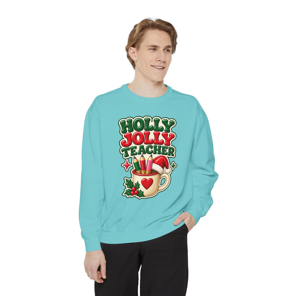 Holly Jolly Teacher Sweatshirt – Christmas Mug Holiday Teacher Gift