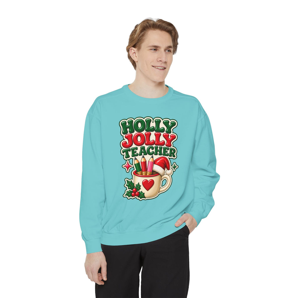Holly Jolly Teacher Sweatshirt – Christmas Mug Holiday Teacher Gift