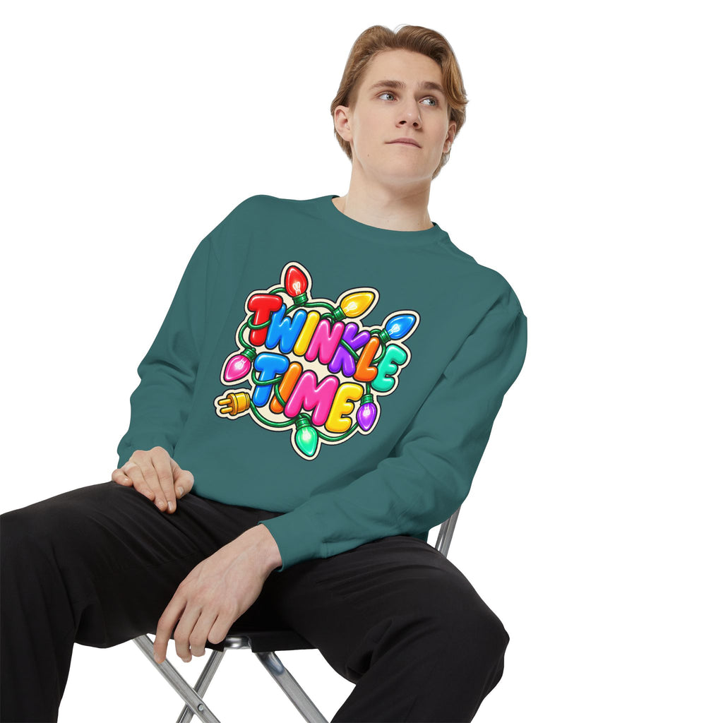 Twinkle Time Christmas - Colorful Holiday Light Graphic  Sweatshirt