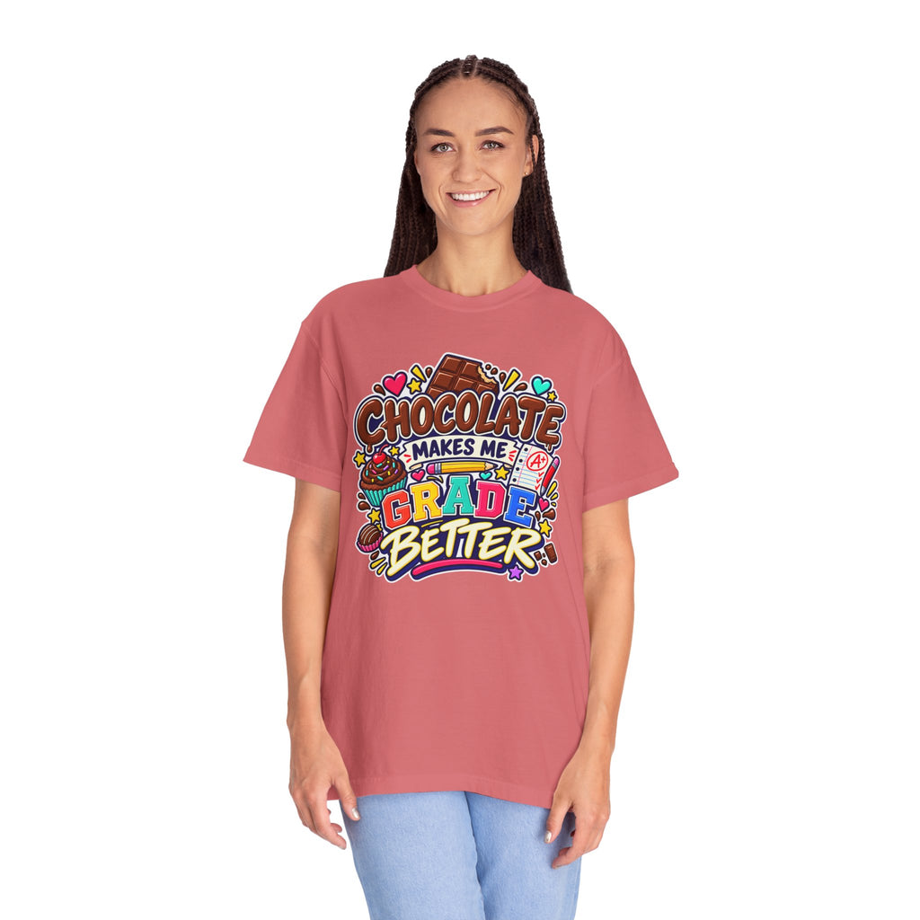 Chocolate Makes Me Grade Better Heavyweight Tee 🍫📚✏️