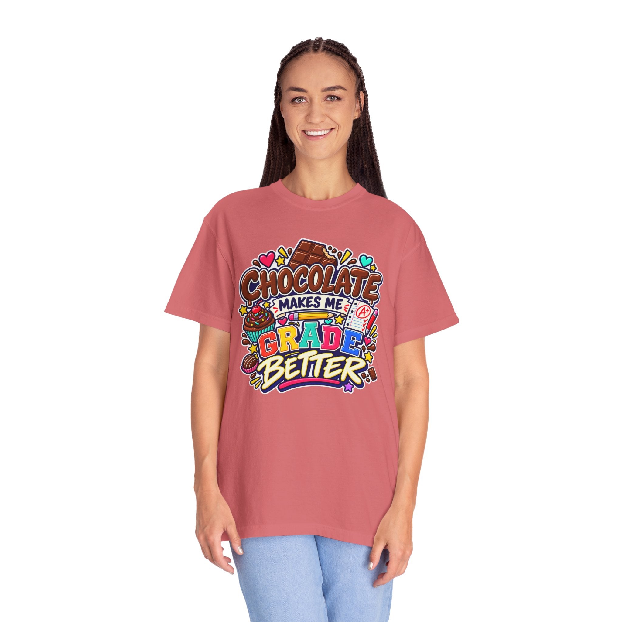 Chocolate Makes Me Grade Better Heavyweight Tee 🍫📚✏️