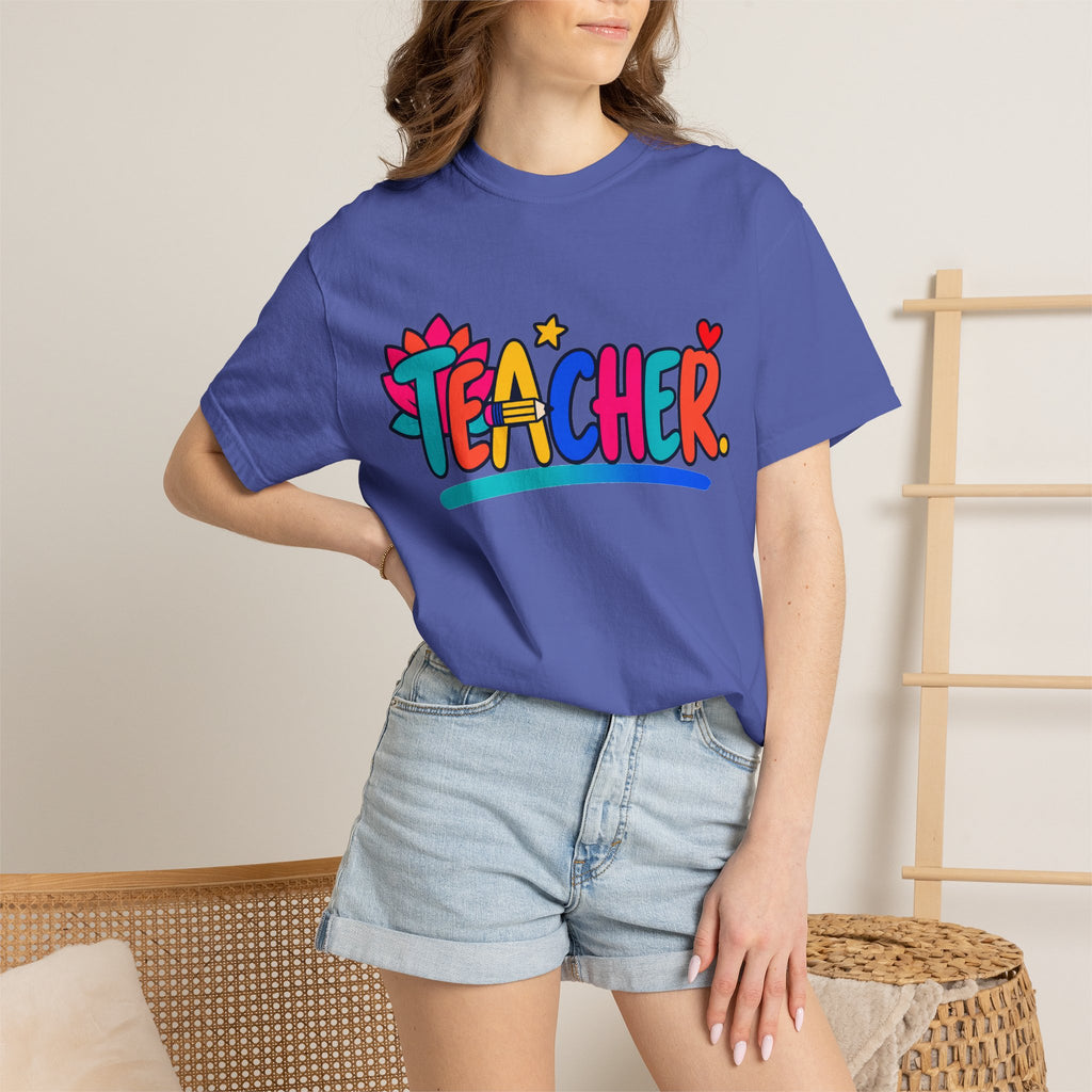 Colorful Teacher Comfort Colors® Heavyweight Tee 🍎✏️