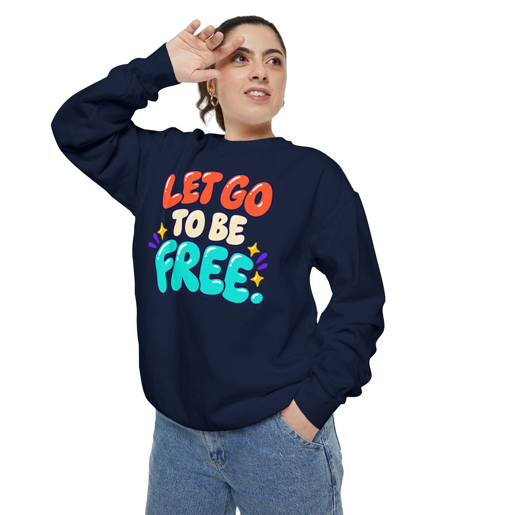 Let Go to Be Free Relaxed-Fit Sweatshirt — Lavender & Gray