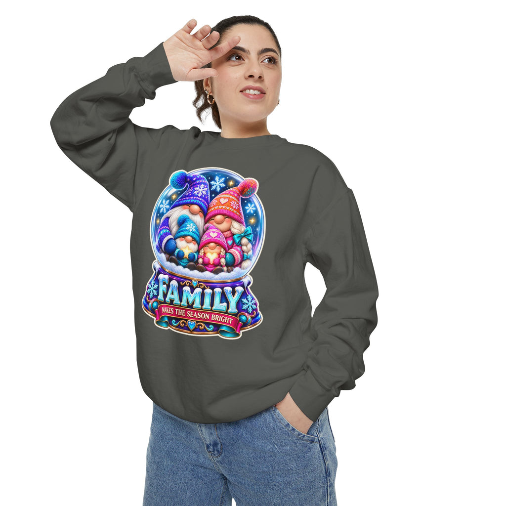 Family Gnome Christmas Sweatshirt "Family Makes the Season Bright"