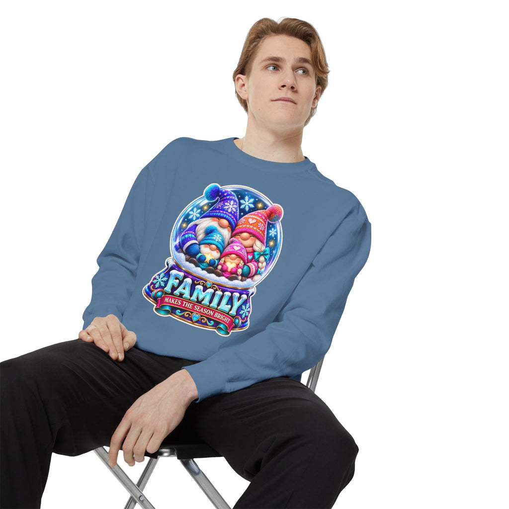 Family Gnome Christmas Sweatshirt "Family Makes the Season Bright"