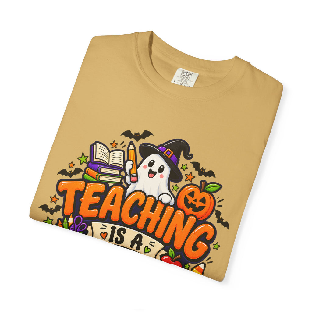Teaching Is a Treat Halloween T-Shirt — Cute Ghost & Pumpkin Teacher Tee