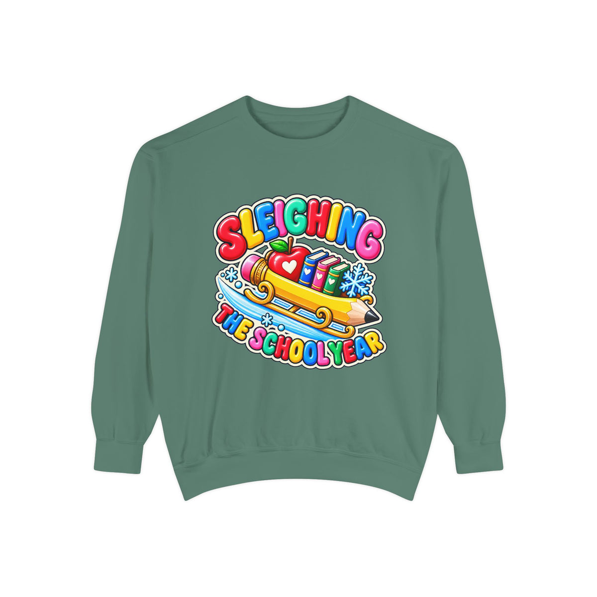 Sleighing the School Year Christmas Sweatshirt 📚🍎❄️