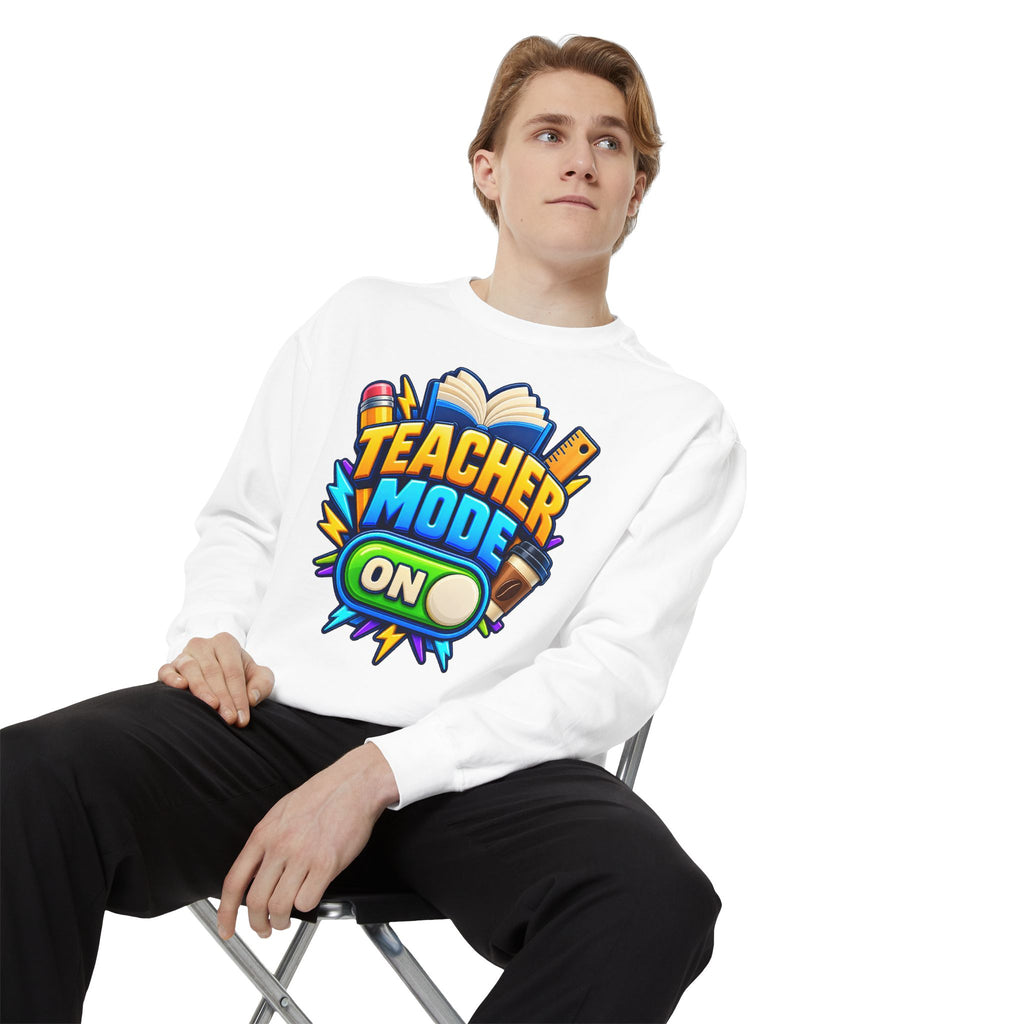 Teacher Mode On Sweatshirt 📚☕ | Funny Teacher Crewneck
