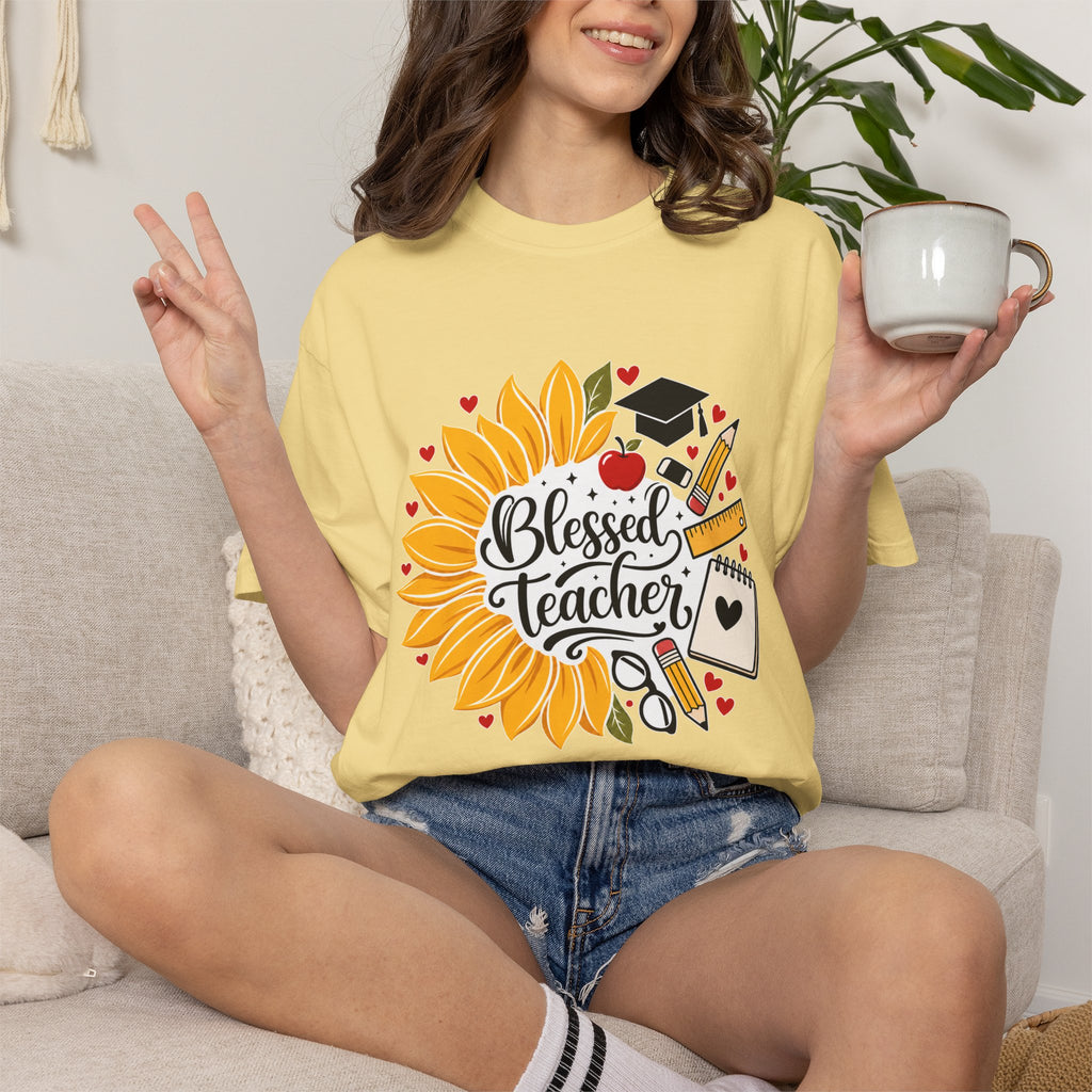 Blessed Teacher Heavyweight Tee 🌻📚✏️