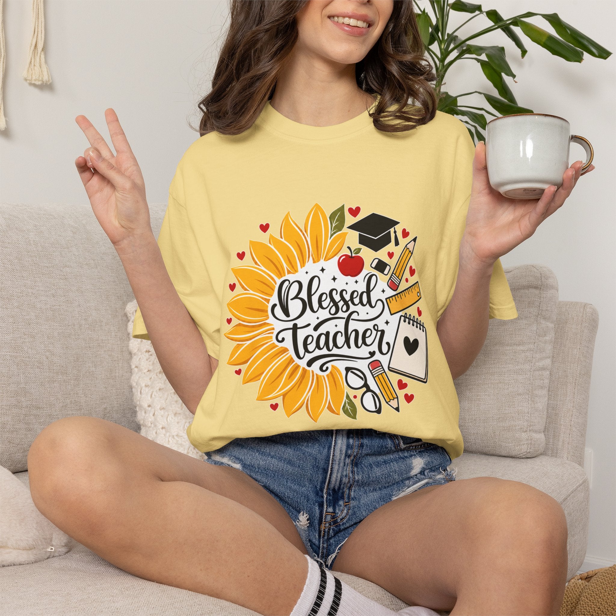 Blessed Teacher Heavyweight Tee 🌻📚✏️