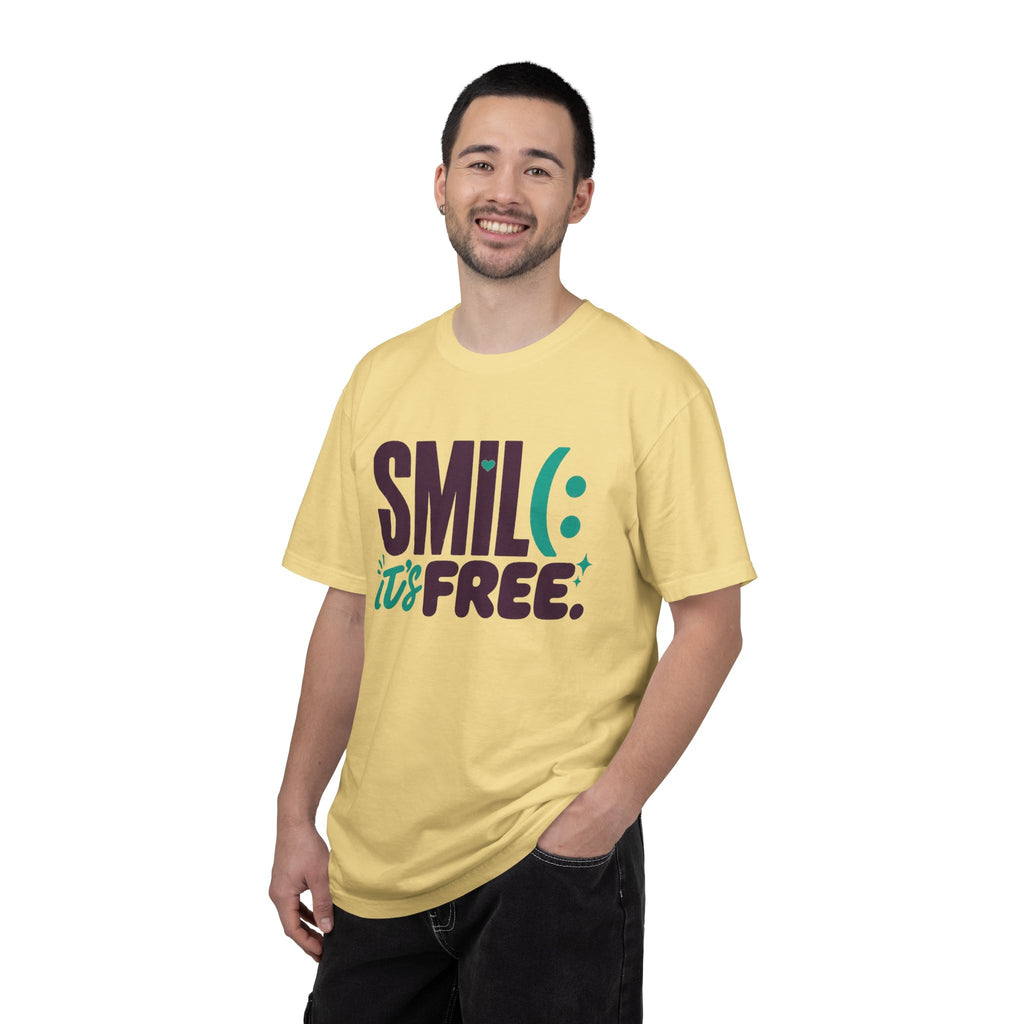 SMIL(: IT’S FREE. Plum & Teal Garment-Dyed Graphic Tee