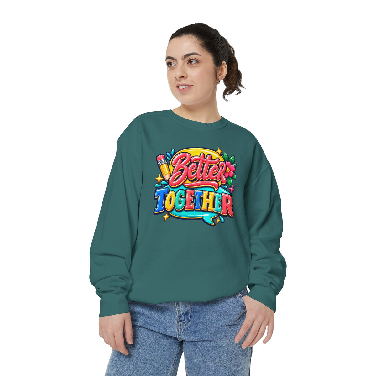 Better Together Sweatshirt Colorful Retro Graphic Crewneck