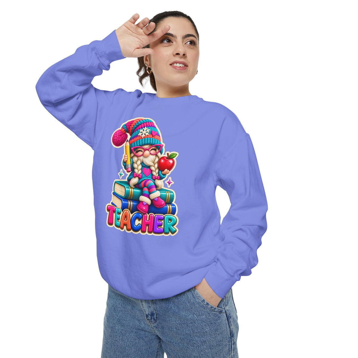 Teacher Gnome Book Lover Holiday Sweatshirt