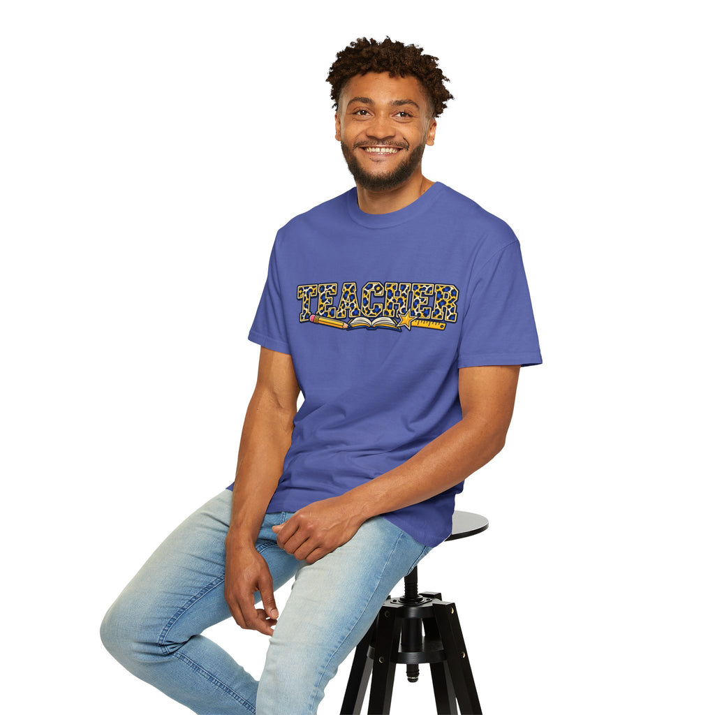 Leopard Print Teacher Comfort Colors® Heavyweight Tee 🍎✏️