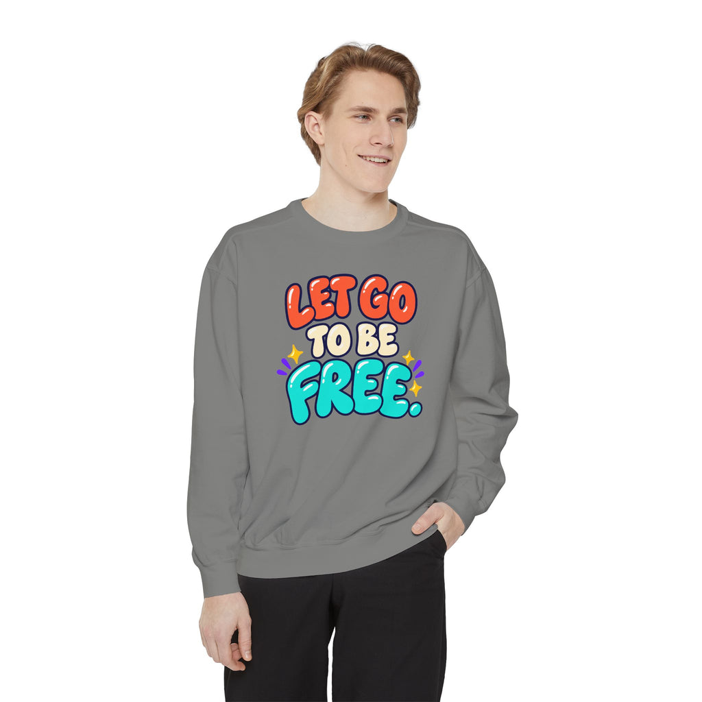Let Go to Be Free Relaxed-Fit Sweatshirt — Lavender & Gray
