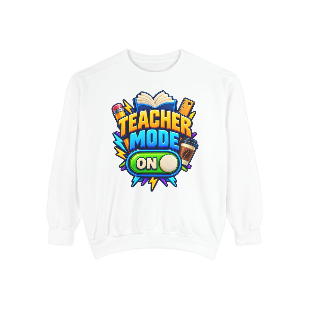 Teacher Mode On Sweatshirt 📚☕ | Funny Teacher Crewneck