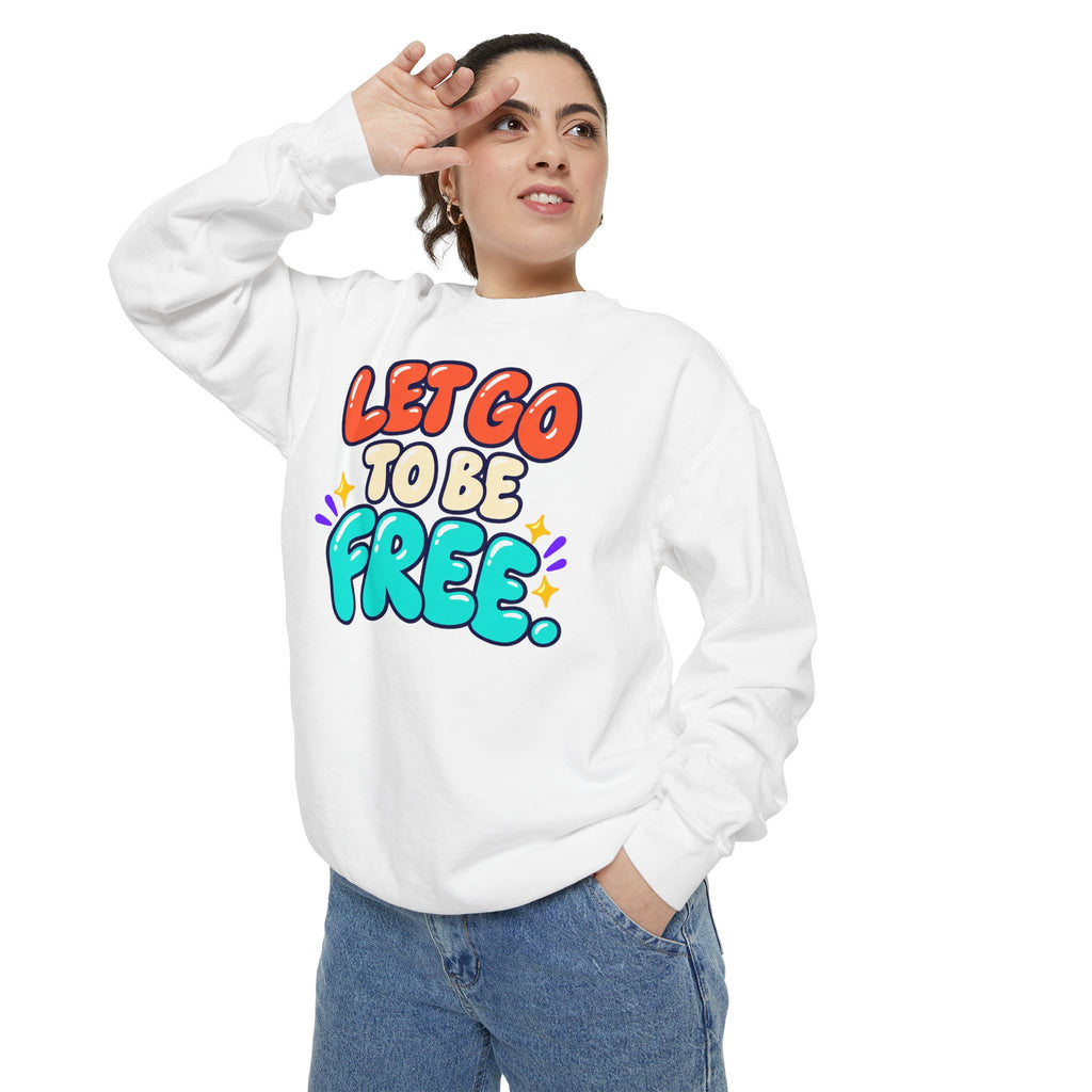 Let Go to Be Free Relaxed-Fit Sweatshirt — Lavender & Gray