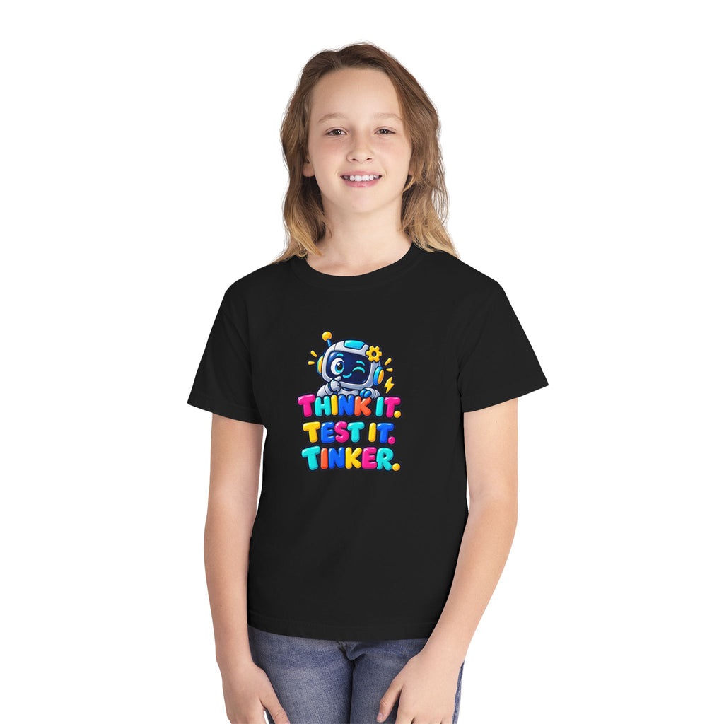 🤖 Think It. Test It. Tinker." Robot STEM Graphic Kids Tee