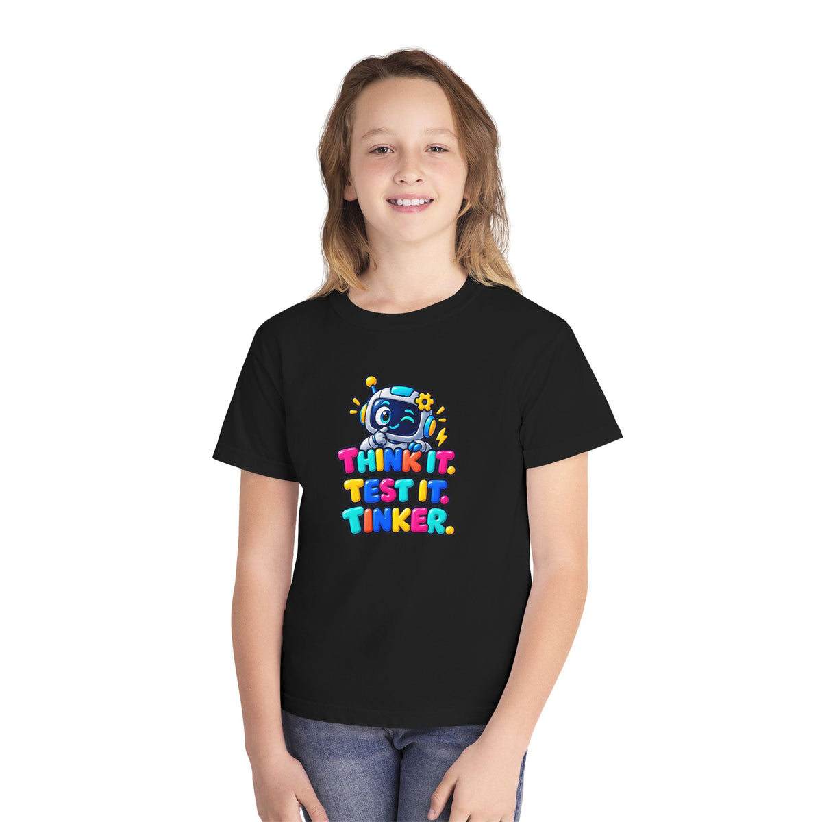 🤖 Think It. Test It. Tinker." Robot STEM Graphic Kids Tee