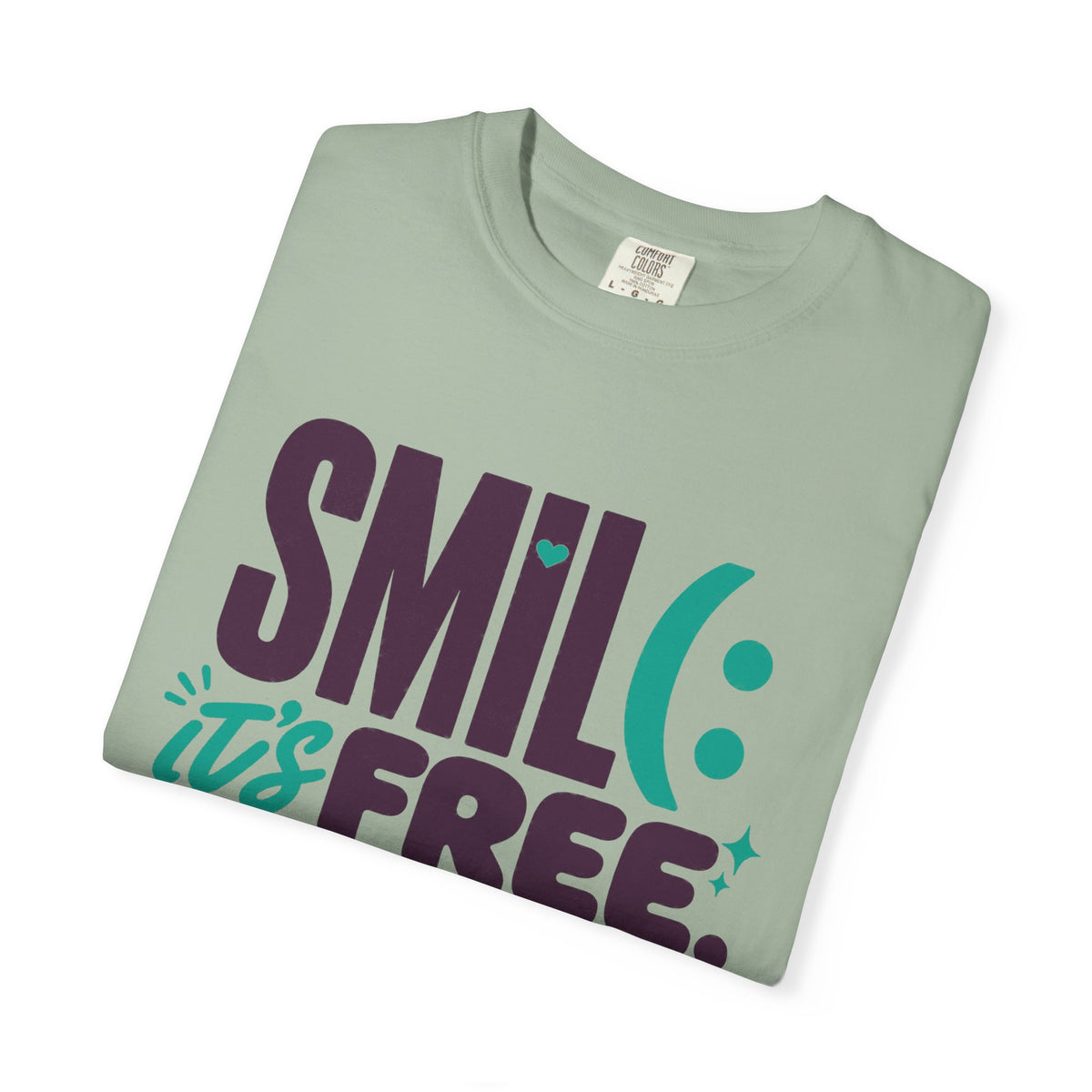 SMIL(: IT’S FREE. Plum & Teal Garment-Dyed Graphic Tee
