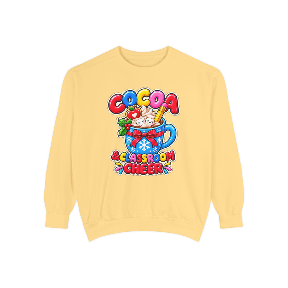 Cocoa and Classroom Cheer Christmas Sweatshirt ☕🍎❄️