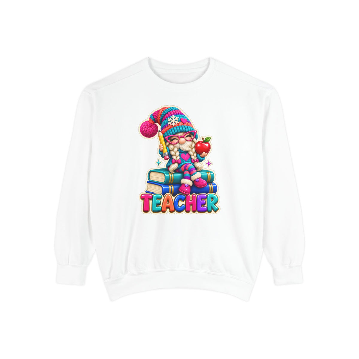 Teacher Gnome Book Lover Holiday Sweatshirt