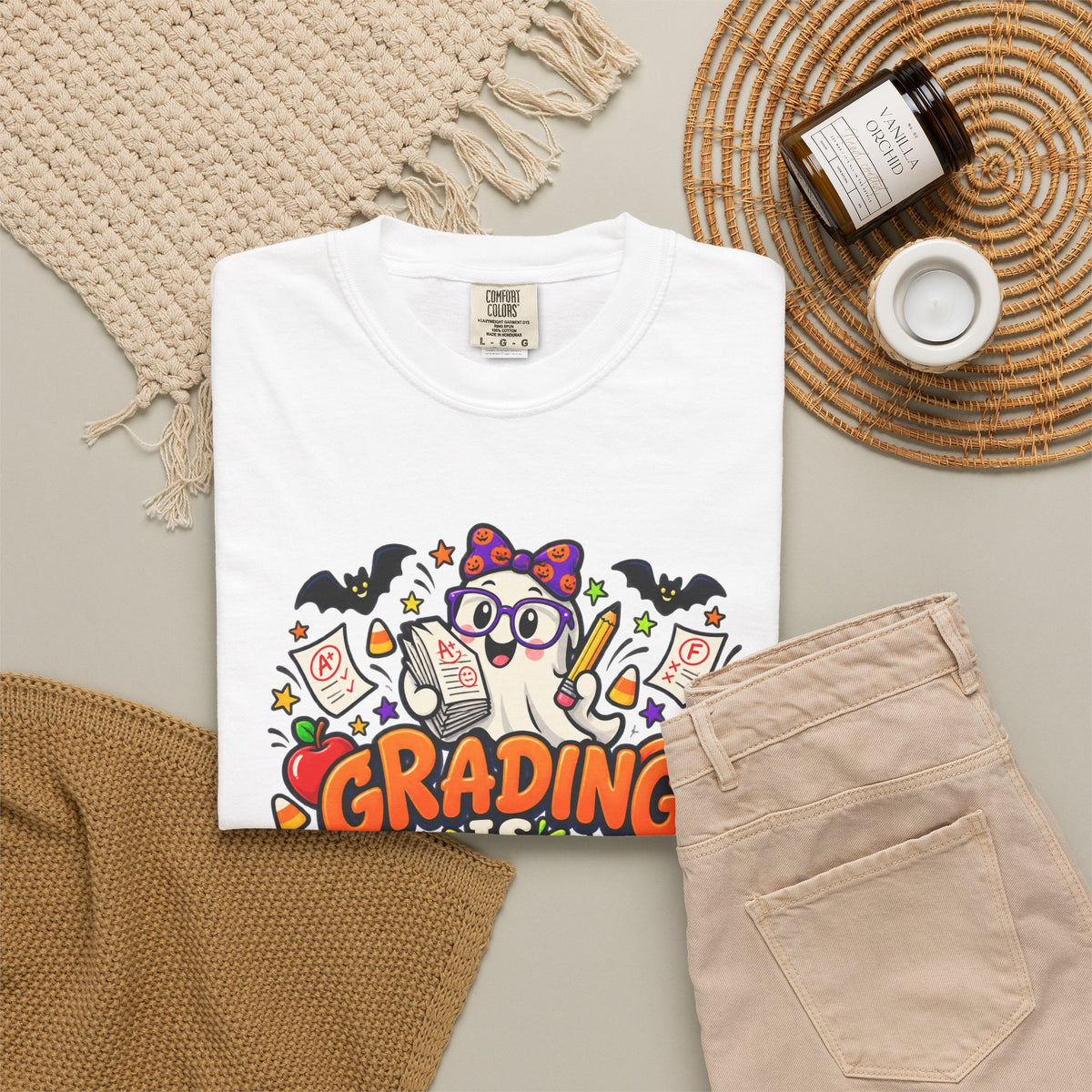 Grading Is Scary Enough T-Shirt — Halloween Teacher Funny Tee