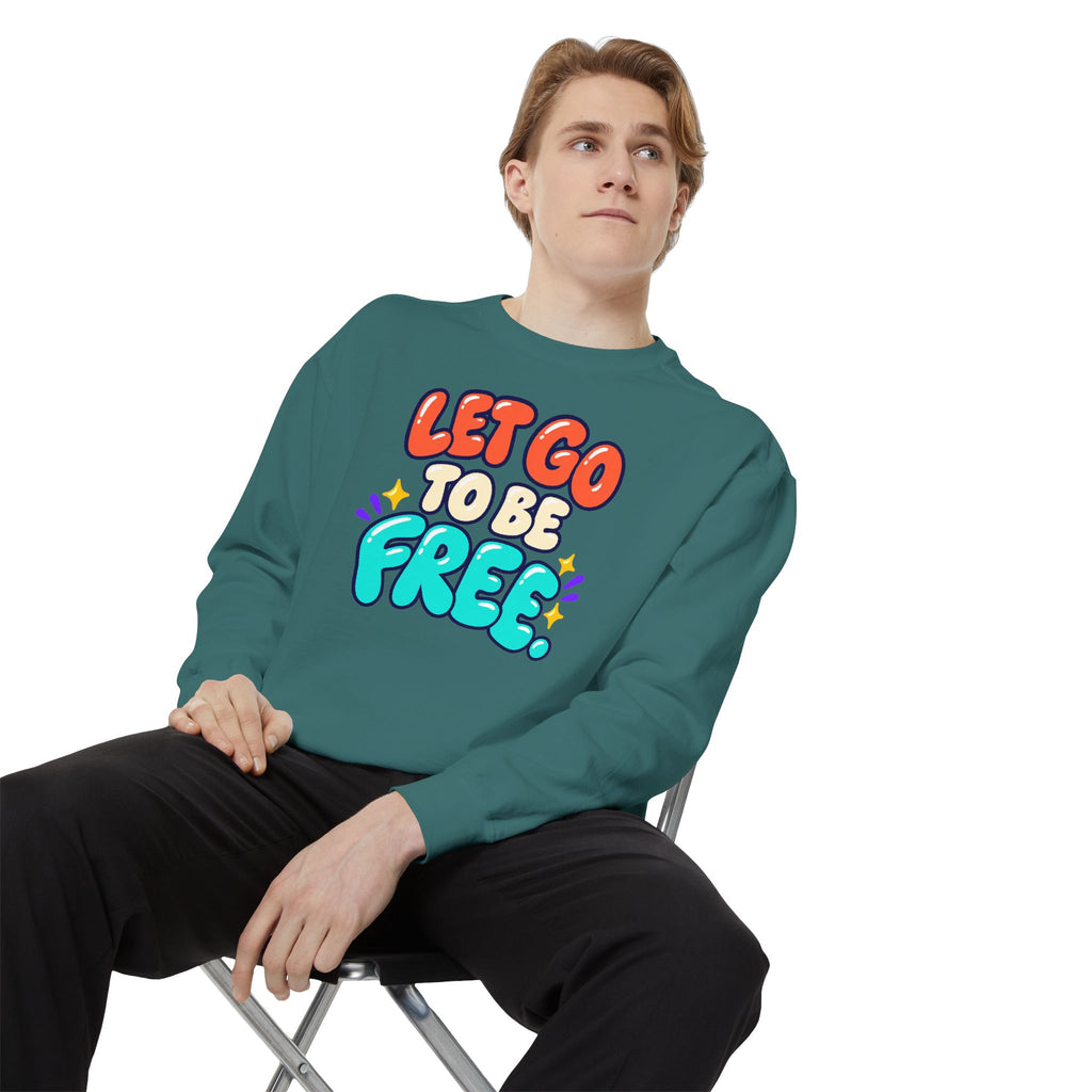 Let Go to Be Free Relaxed-Fit Sweatshirt — Lavender & Gray