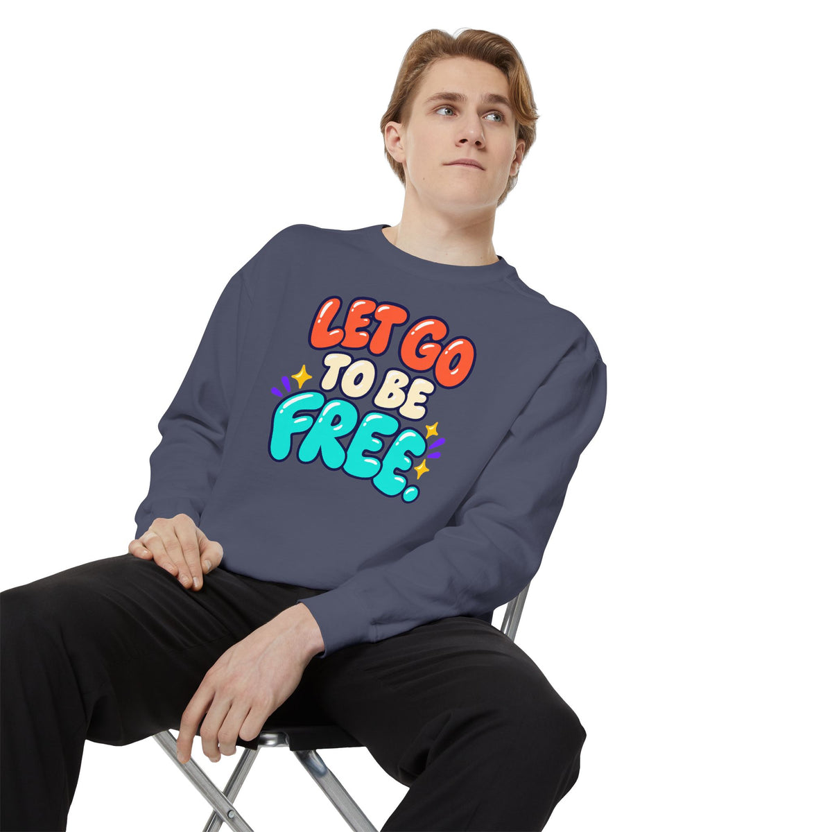 Let Go to Be Free Relaxed-Fit Sweatshirt — Lavender & Gray