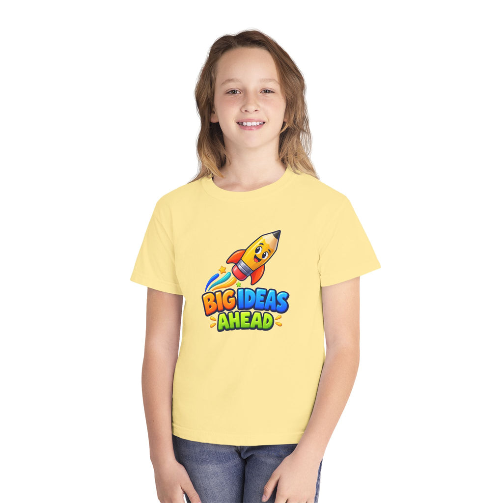 🚀 Big Ideas Ahead Rocket Pencil Kids Tee