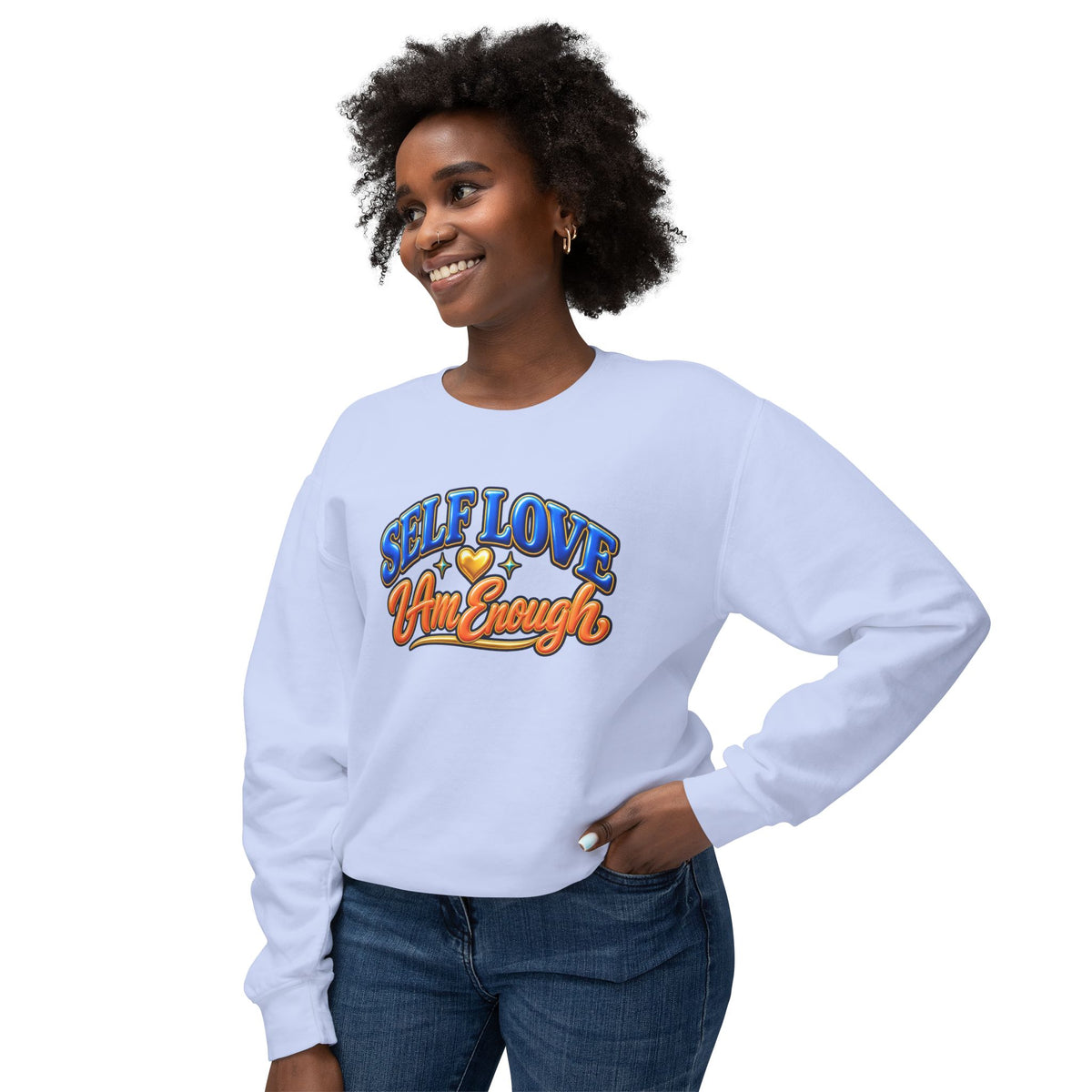 Self Love "I Am Enough" Crewneck Sweatshirt — Retro Positive Message Pullover