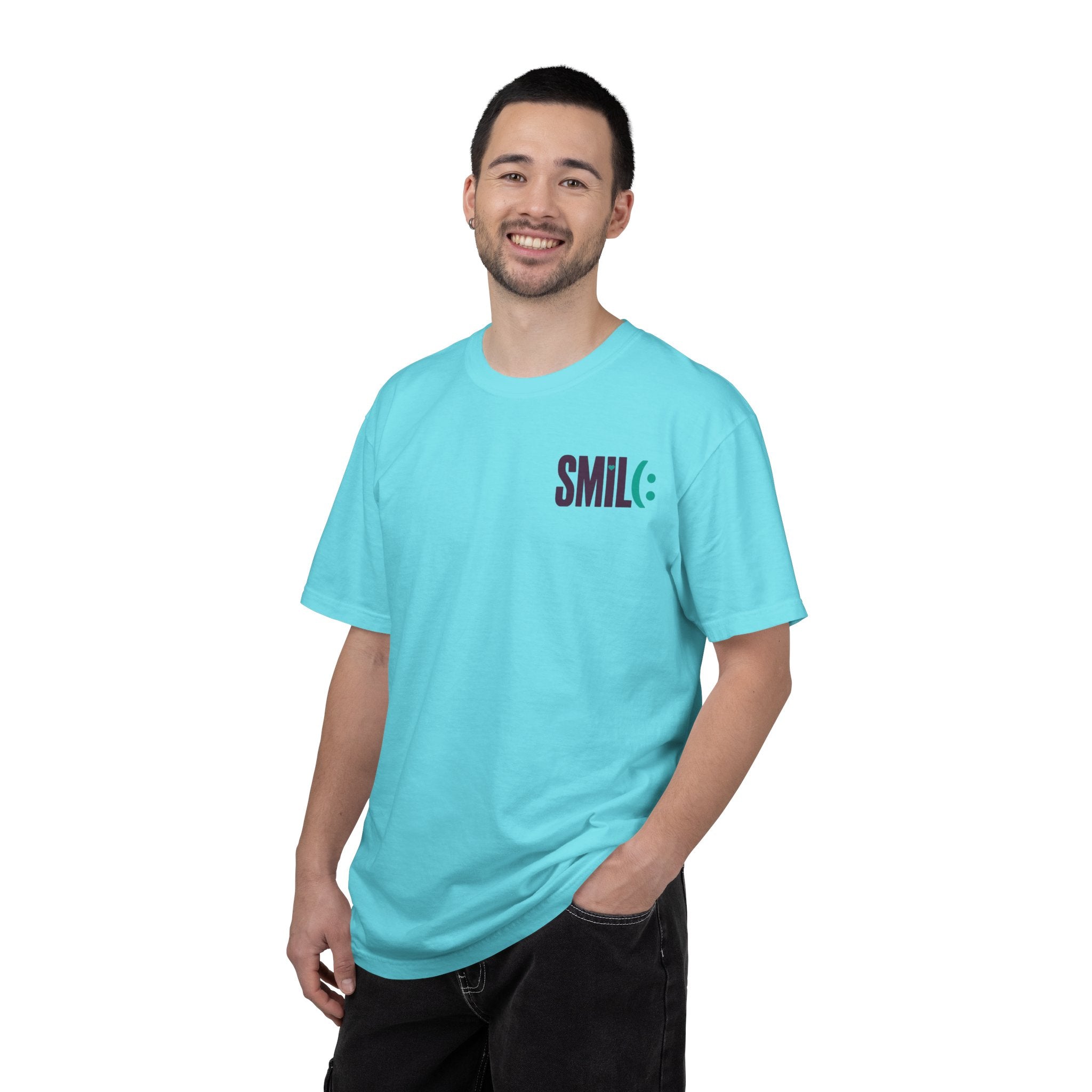 SMIL(: IT’S FREE. Front & Back Garment-Dyed Graphic Tee