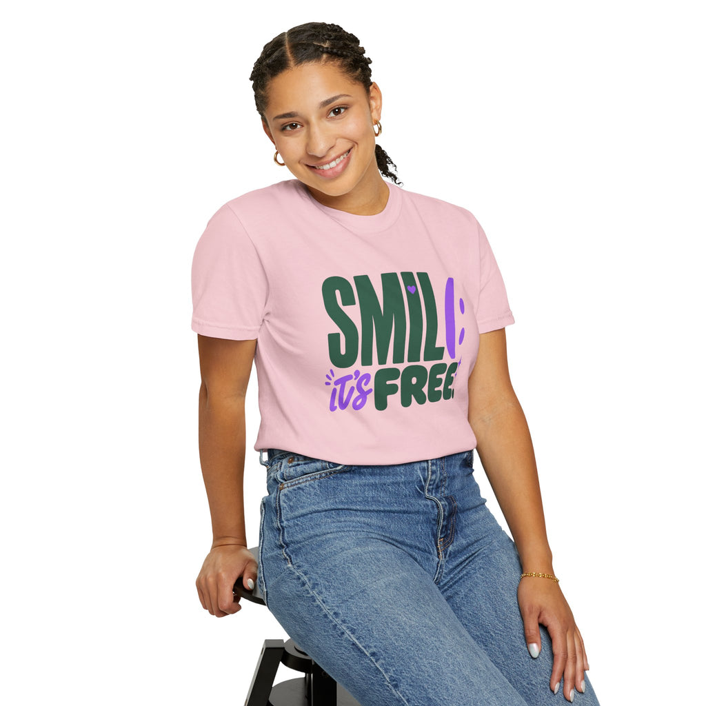 SMIL(: IT’S FREE. Forest Green & Purple Garment-Dyed Graphic Tee