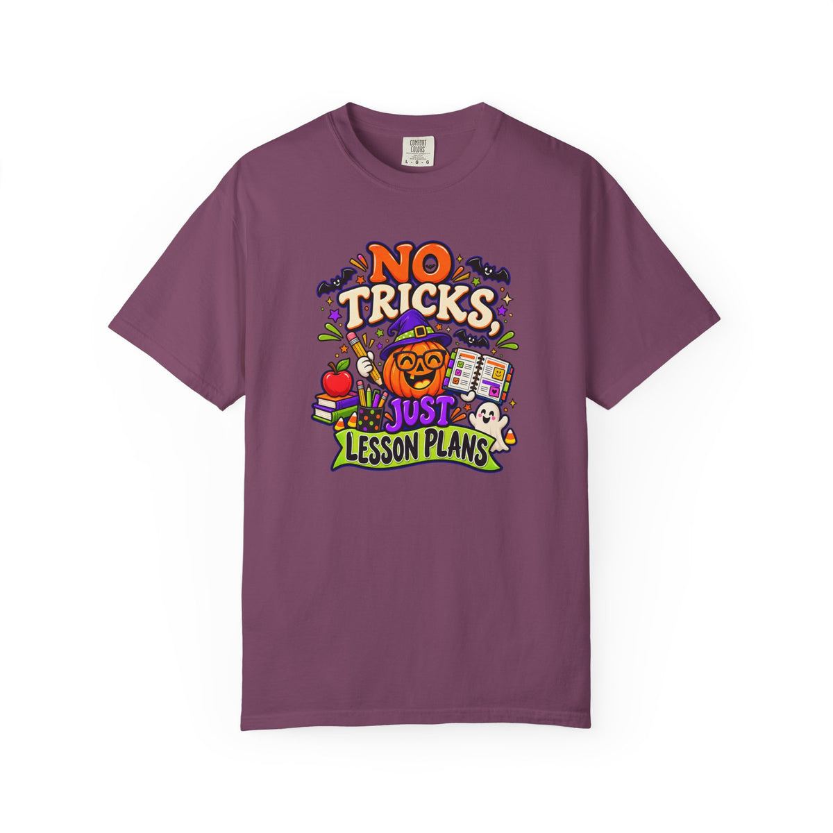 Halloween Teacher T-Shirt - "No Tricks, Just Lesson Plans"