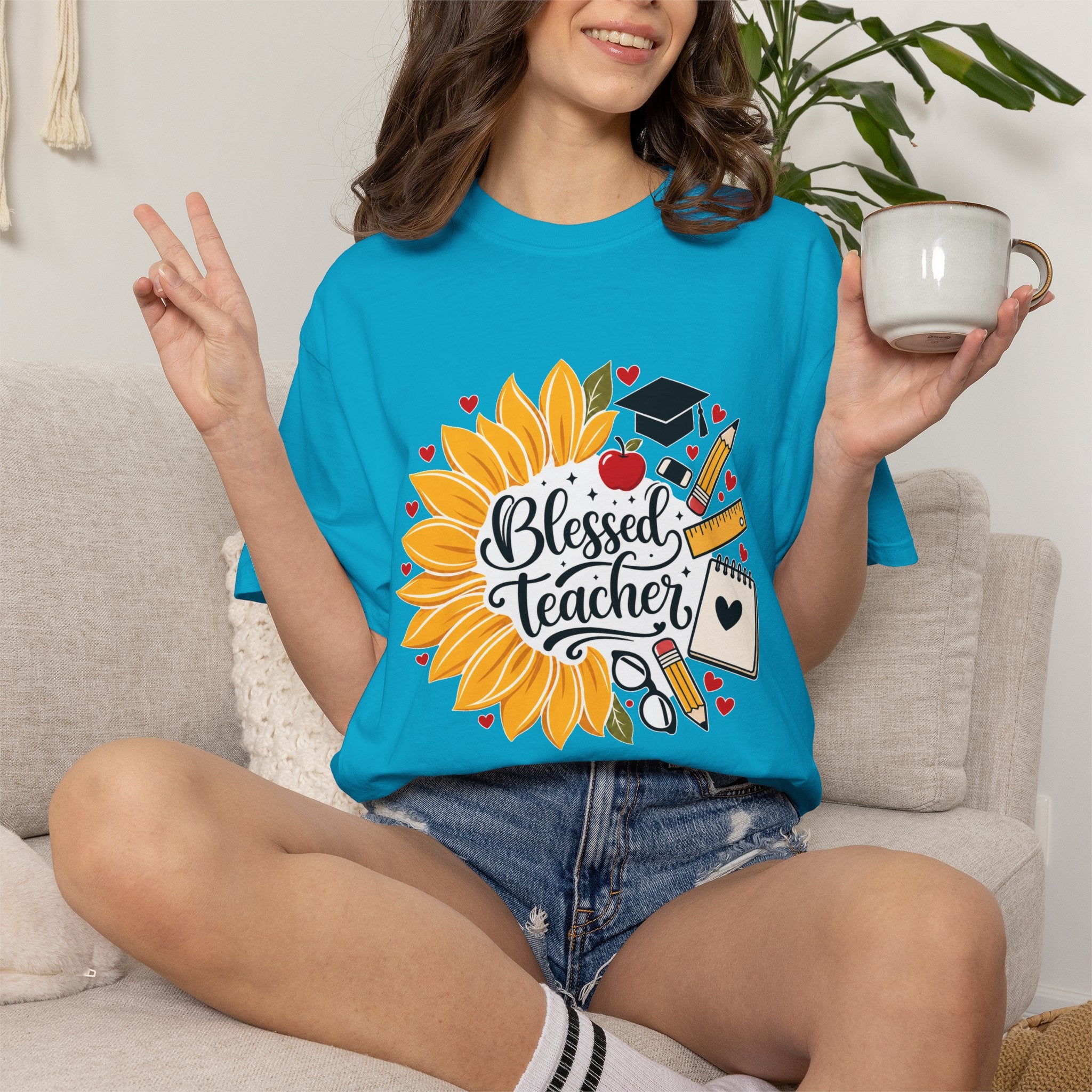Blessed Teacher Heavyweight Tee 🌻📚✏️
