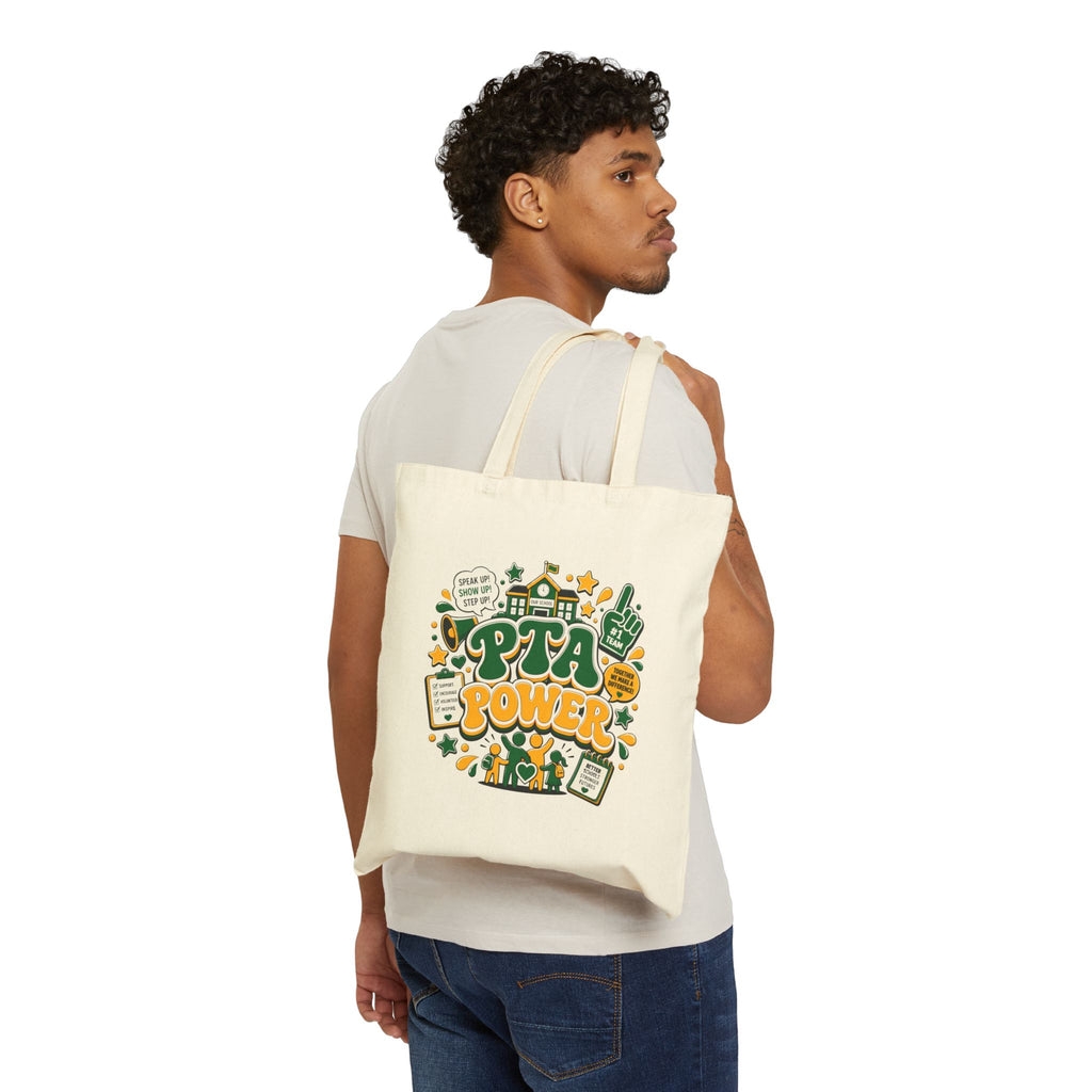 PTA Power Groovy Two-Tone School Volunteer Spirit Wear - Canvas Tote Bag