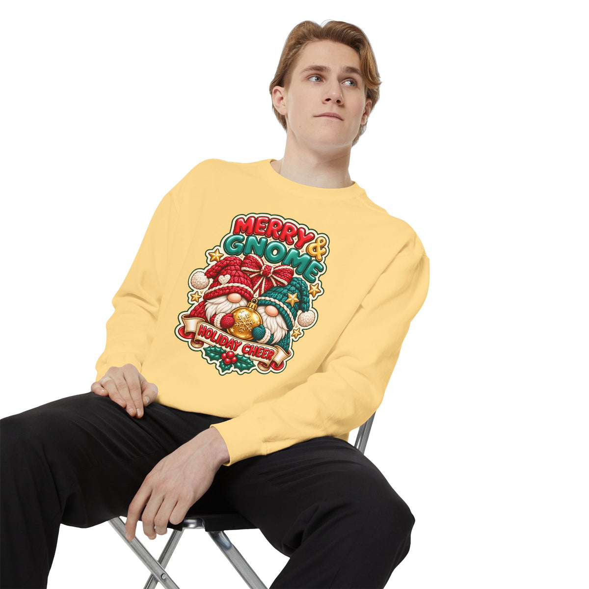 Merry and Gnome Holiday Cheer Sweatshirt — Cute Christmas Design