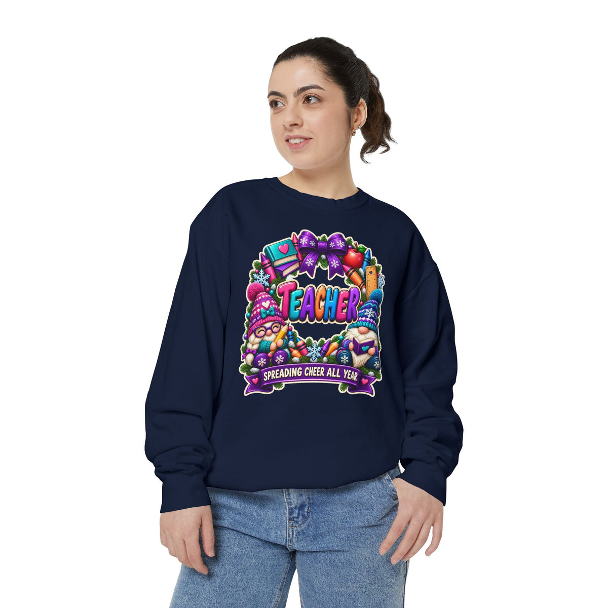 Teacher Spreading Gnomes Cheer All Year Christmas Sweatshirt