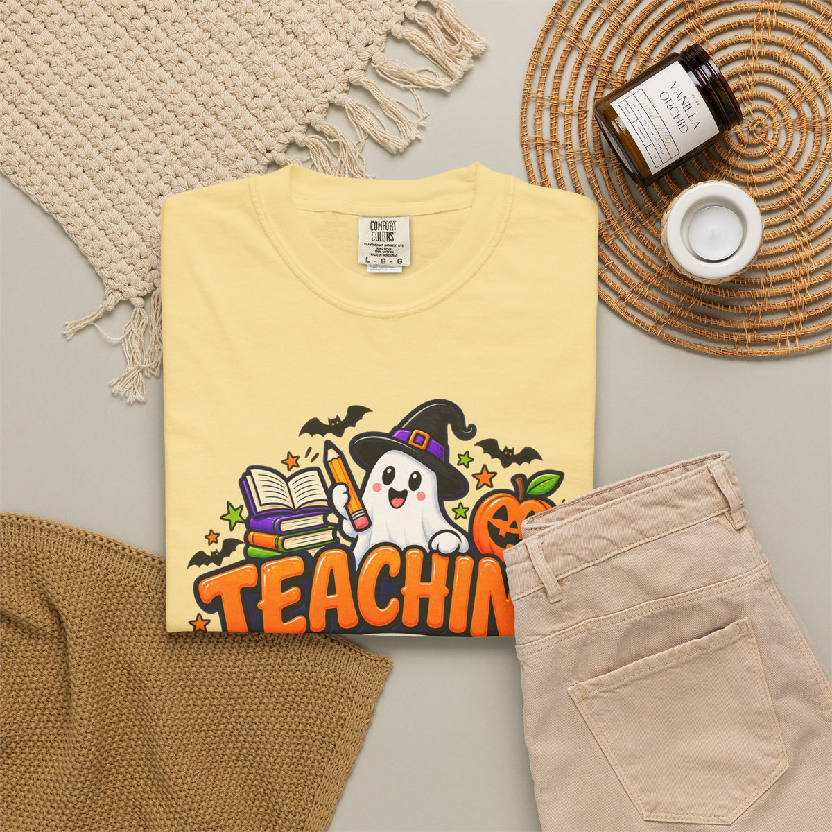 Teaching Is a Treat Halloween T-Shirt — Cute Ghost & Pumpkin Teacher Tee