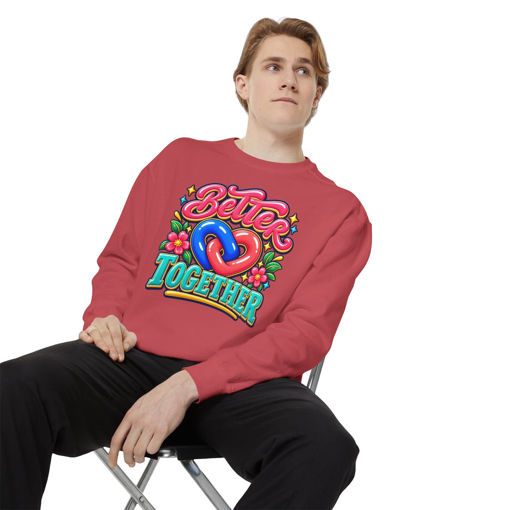 Better Together Heart Sweatshirt — Yellow & Aqua