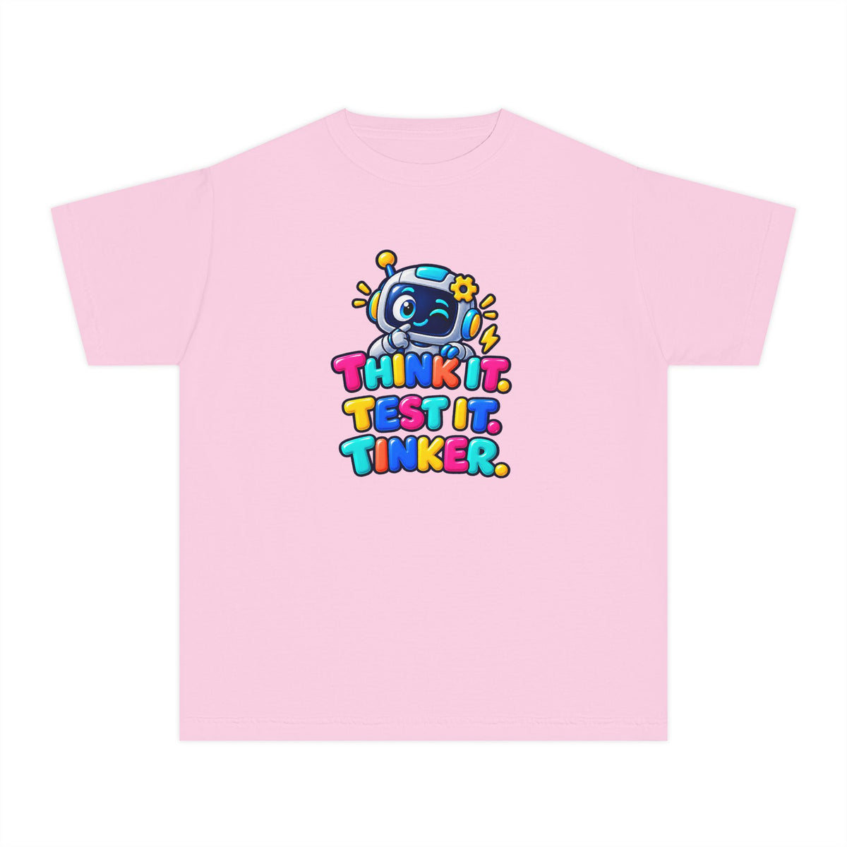 🤖 Think It. Test It. Tinker." Robot STEM Graphic Kids Tee