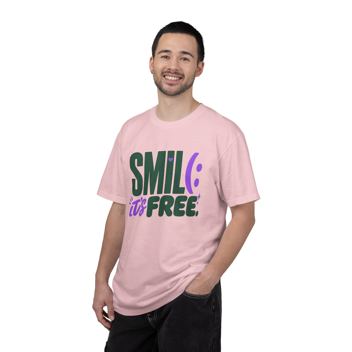 SMIL(: IT’S FREE. Forest Green & Purple Garment-Dyed Graphic Tee