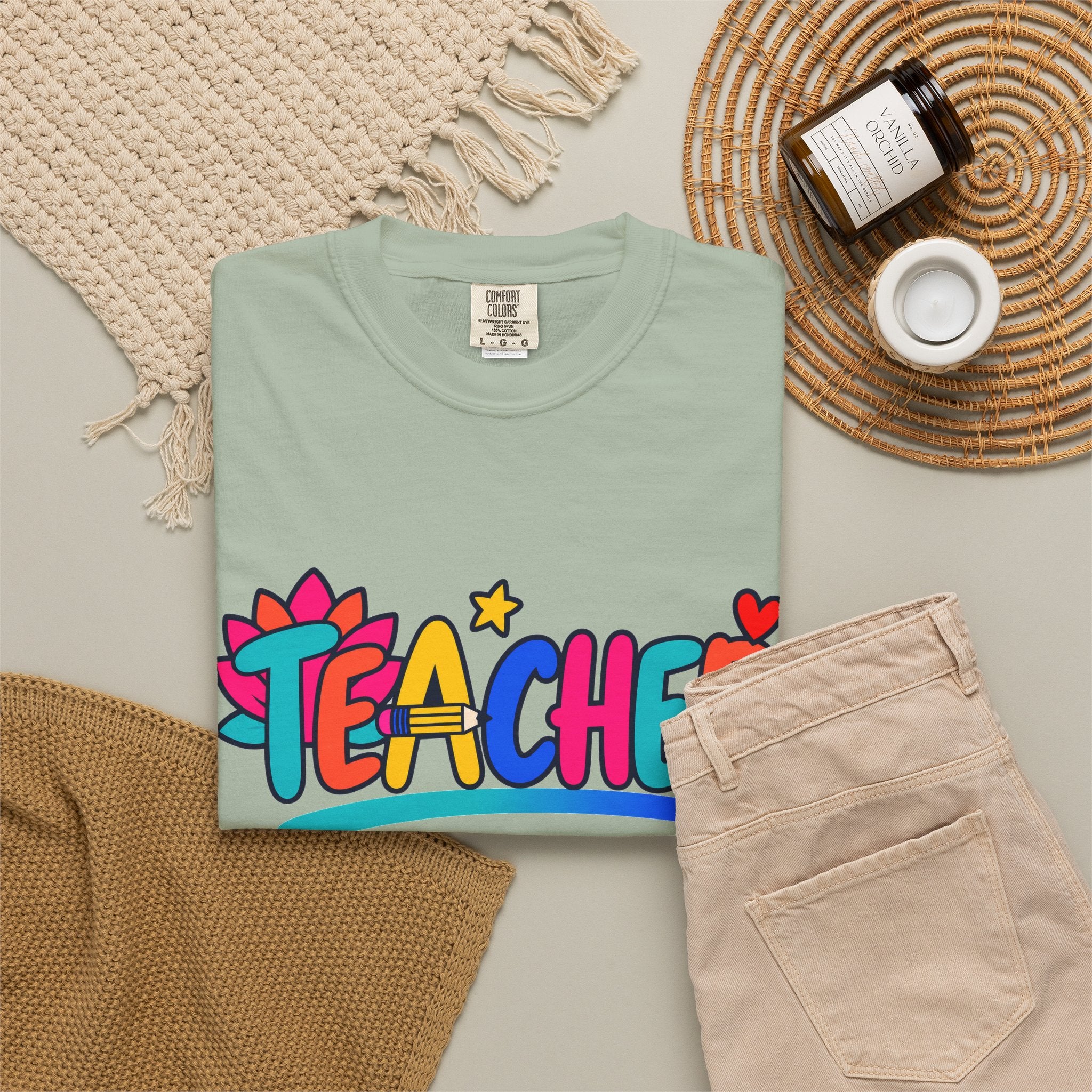 Colorful Teacher Comfort Colors® Heavyweight Tee 🍎✏️