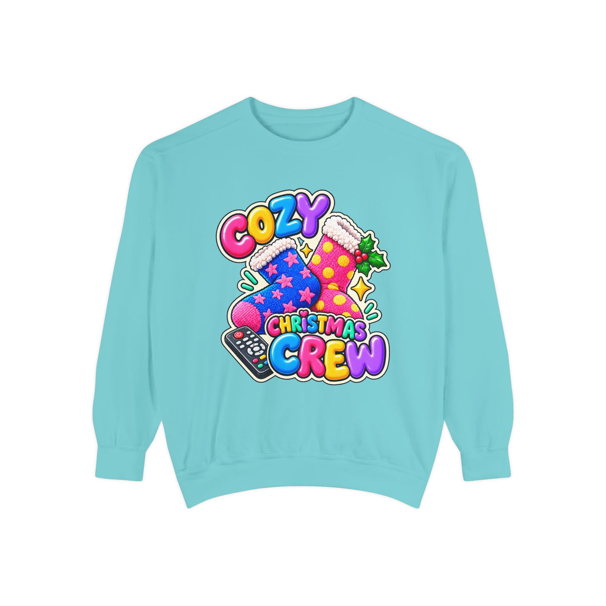 Cozy Christmas Crew Crewneck Sweatshirt 🧦🎄📺