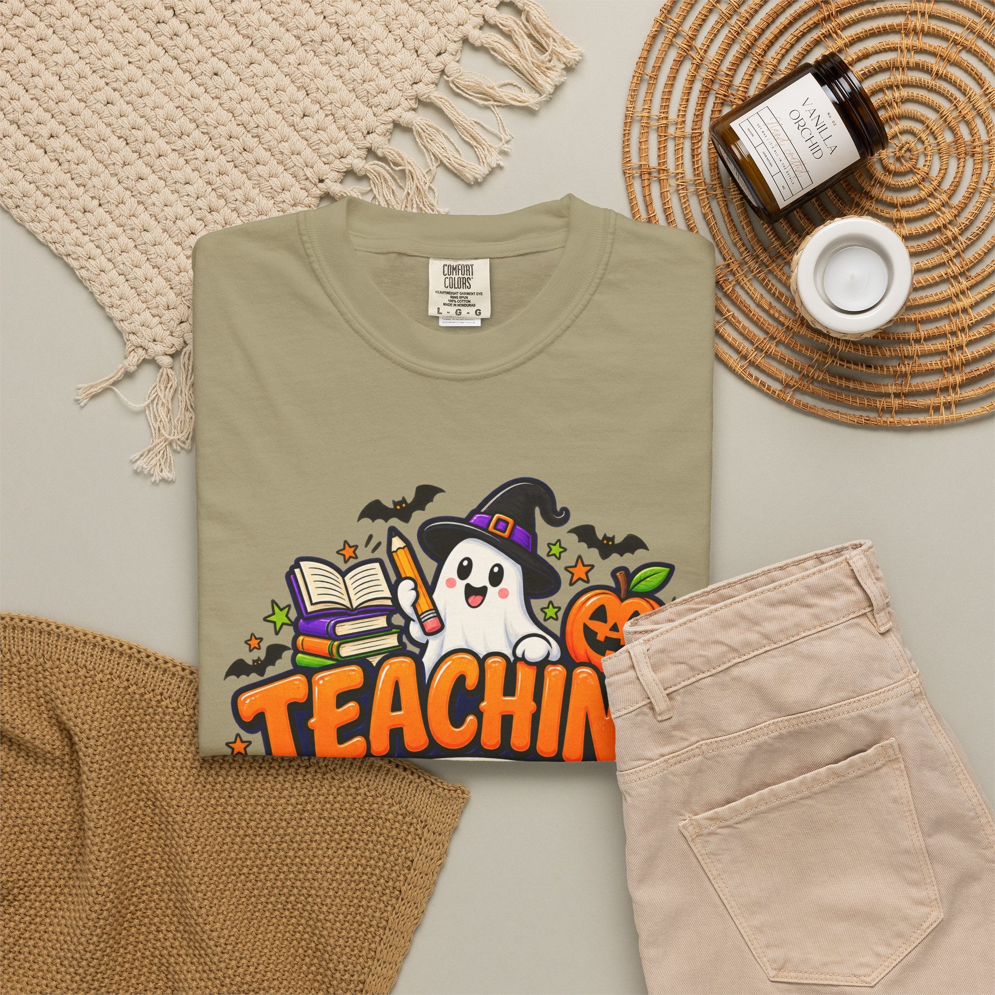 Teaching Is a Treat Halloween T-Shirt — Cute Ghost & Pumpkin Teacher Tee