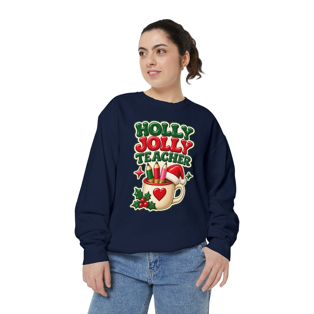Holly Jolly Teacher Sweatshirt – Christmas Mug Holiday Teacher Gift
