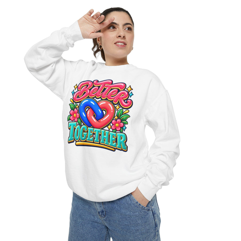 Better Together Heart Sweatshirt — Yellow & Aqua