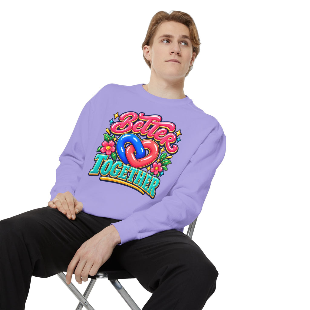 Better Together Heart Sweatshirt — Yellow & Aqua