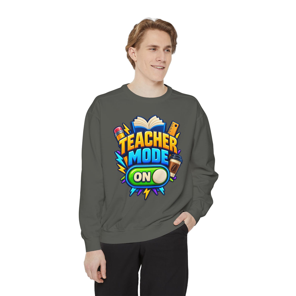 Teacher Mode On Sweatshirt 📚☕ | Funny Teacher Crewneck